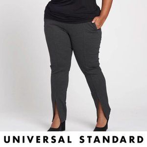 Flaunt Slit Signature Ponte Pants in Charcoal (L)